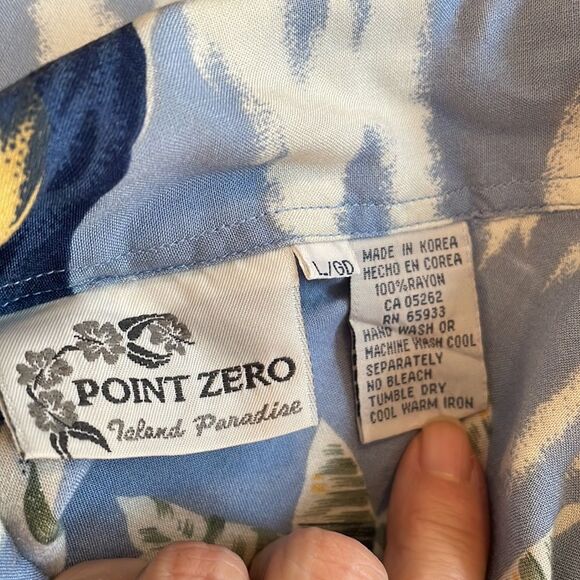 Point Zero light blue tropical scene Hawaiian shirt - Picture 6 of 6